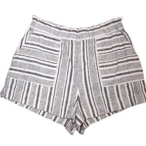 BP Linen Baja Shorts Womens Size Small Gray High Waist Pull On Chino Striped